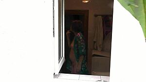 hey neighbor, watch my sexy milf wife shower nude outdoors and stroke