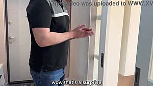 Stepson fucks stuck Russian stepmom pussy on sofa