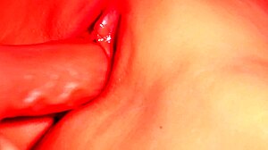 close up fake penis fucks her tight shaved pussy