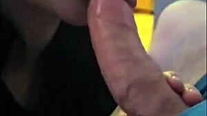 Close-Up Sloppy Blowjob from Curvy Big Tits Wife on Small Cock Ends in Facial Cumshot