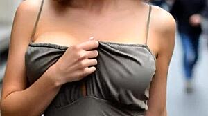 busty milfs flash massive natural tits nipples outdoors voyeur compilation!