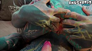 alternative goth girl in heels takes bwc anal wrecking with gapes and facial