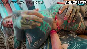 alternative goth girl in heels takes bwc anal wrecking with gapes and facial