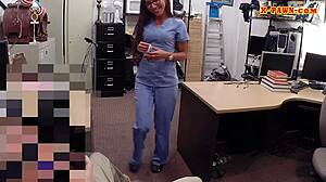 nurse spies patient cock then gets pounded desperately at pawnshop