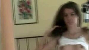 Tiny Tyler moans desperately fingering tight teen pussy on webcam