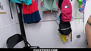 officer catches nerdy shoplifter, bends her over desk for hardcore cock punishment - fuckthief