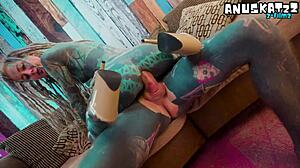 alternative goth girl in heels takes bwc anal wrecking with gapes and facial