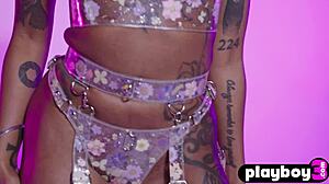 Ebony babe sabrea phenix teases perfect big tits in lingerie