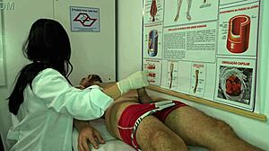 nurse gets horny licking patient's massive erection in hospital