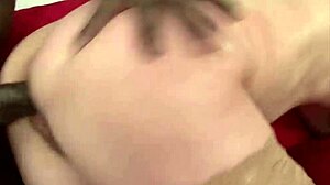 Granny bounces big black cock cowgirl in interracial creampie ride