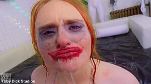 pixie bell chokes on vom-cock in wet toilet, guzzling piss and spew anally wrecked