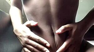 sneak off movie night for creamy ebony pussy cum