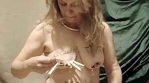 Slave Self Session Clamps Candles Insults Bondage