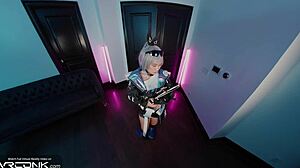 VR Asian Silver Wolf Cosplay Deepthroats And Rides Cock