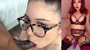 Nerdy latina teen with natural big tits devours bbc creampie