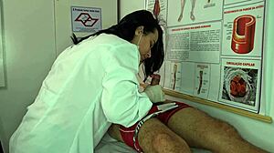 nurse gets horny licking patient's massive erection in hospital