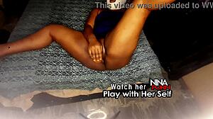 Chubby Ebony Model Moans Dripping Pussy Toy Orgasm Bedroom Solo?