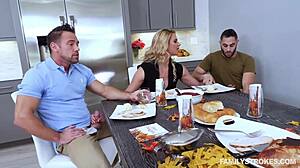 Stepdaddy Licks Busty Stepmom with Army Friend