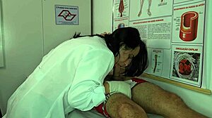 nurse gets horny licking patient's massive erection in hospital