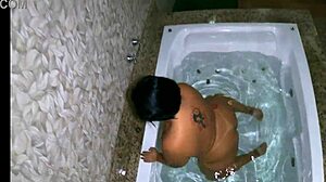 Chubby Shorty Exposes Masturbating in Motel Orgasming Loudly