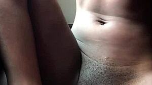 sneak off movie night for creamy ebony pussy cum