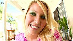 Vanessa Cage's Blue-Eyed Blonde Coed Craves Big Cock Cum Swallow