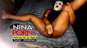 Chubby Ebony Model Moans Dripping Pussy Toy Orgasm Bedroom Solo?