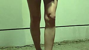shemale ting xuan strokes outdoors in miniskirt heels