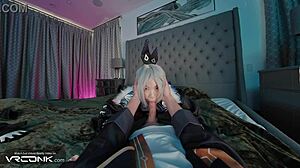 VR Asian Silver Wolf Cosplay Deepthroats And Rides Cock