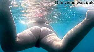 pawg swimming in a thong bikini
