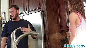 pussyfucked teen tastes her stepbros cum after riding
