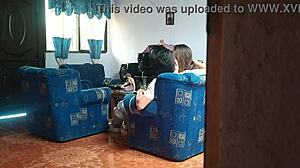 Stepsister Fucks Boyfriend Living Room Cam
