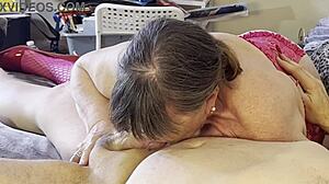 Granny fuscia shows off her gilf blowjob goddess skills today