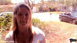 horny blonde cutie shows off exercise ball before going balls deep on bbc