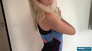 Sweet gals in stretchy bodysuit sucks and rides an uncut cock