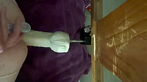 Anal fucking machine with homemade toys for solo play