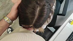 pov blowjob with my busty boss in office