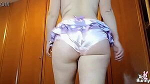 walking around in cute panties farting