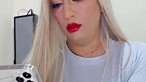 Transexual de webcam probando nuevo