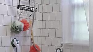 Caught my stepmom taking a shower and jacking off