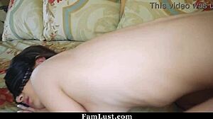 Stepdaughter having threesome sex with her stepbro and her stepdad - famlust