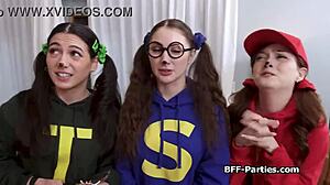 Halloween foursome with busted girlfriends