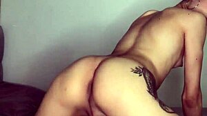 Transex safadinha strokes her cock while dressed up