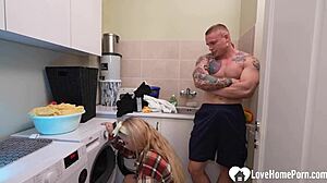 college roommate gets dick while doing laundry