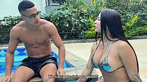 Silvana Lee Seduces Lucky Fitness Guy In Pool