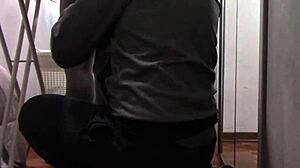 The milf with beautiful legs and pantyhose irons and gets touched and fucked
