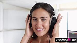 Passionate Naked Teen Jams Music