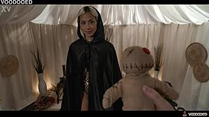 Seductive muse squirts hard under creepy voodoo control