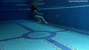 diana rius with hot tits touches her body underwater