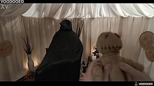 Seductive muse squirts hard under creepy voodoo control